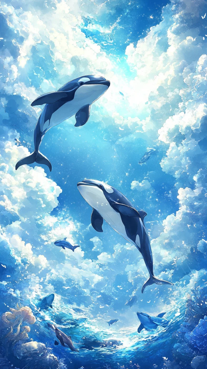 ocean with dolphins wallpaper