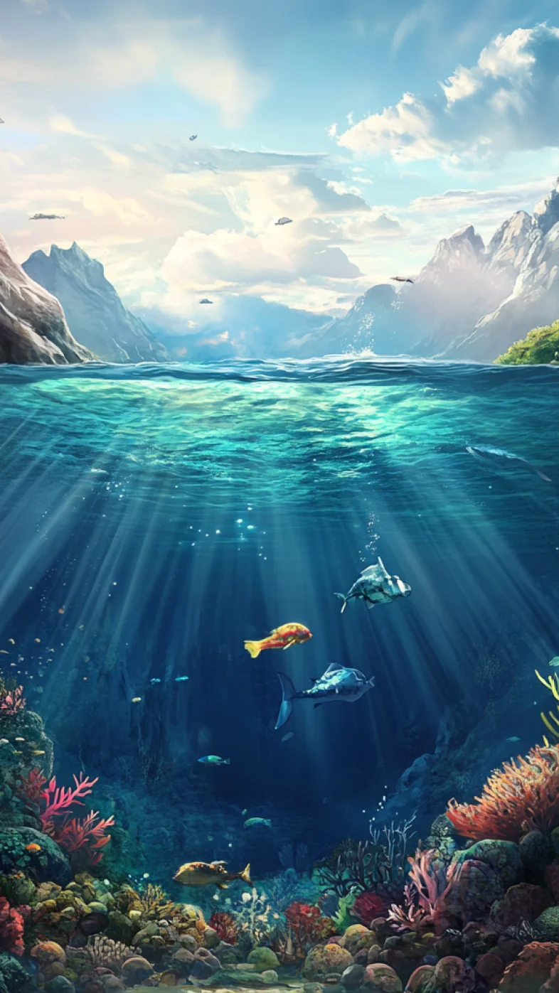 ocean with fishes wallpaper