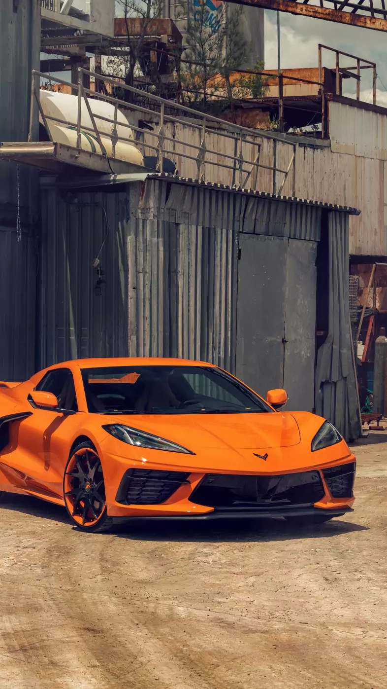 orange corvette car wallpaper