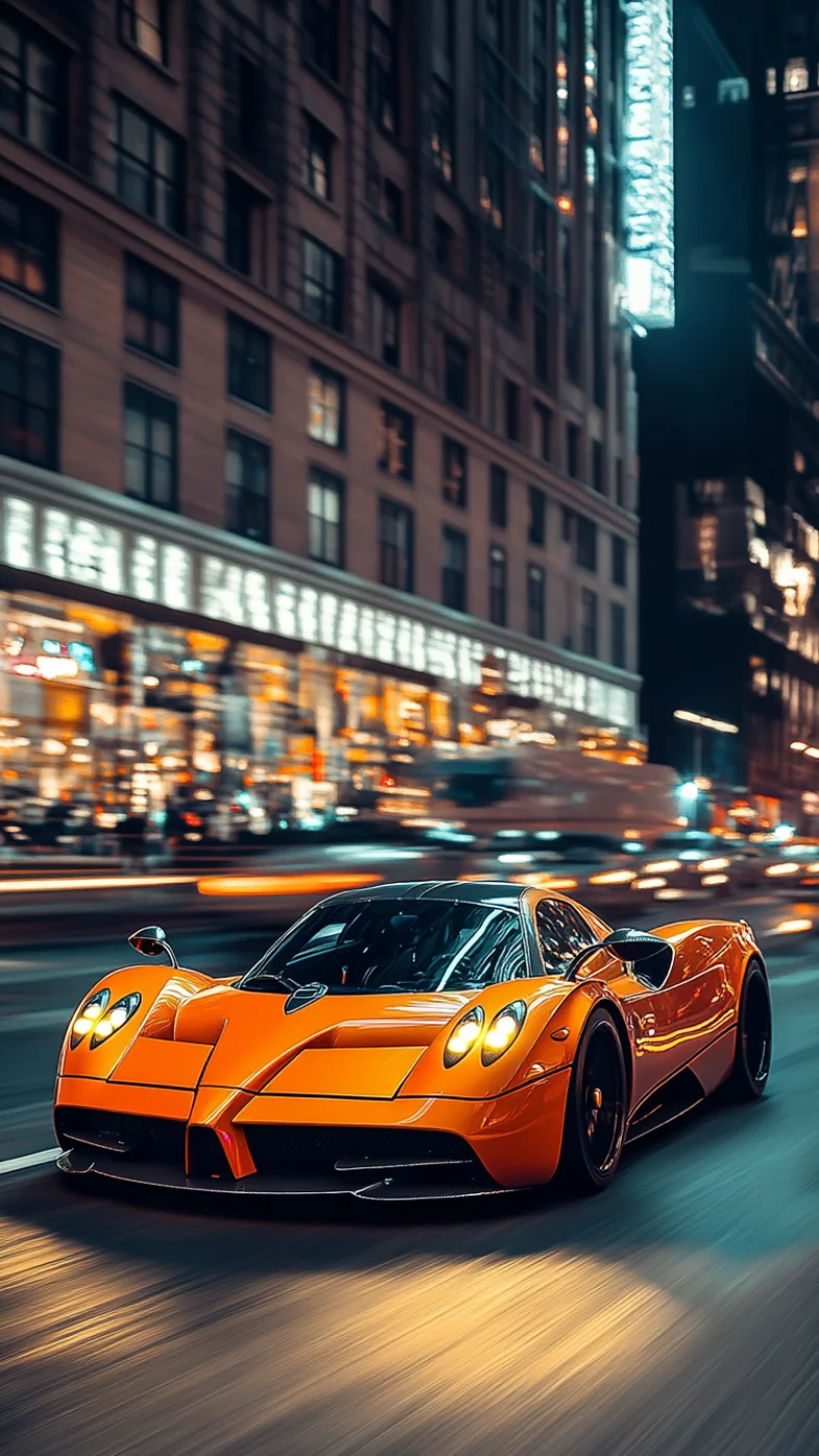 orange pagani huayra hypercar  wallpaper