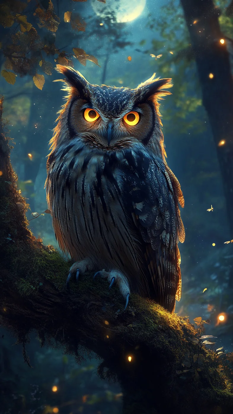 owl with glowing wallpaper