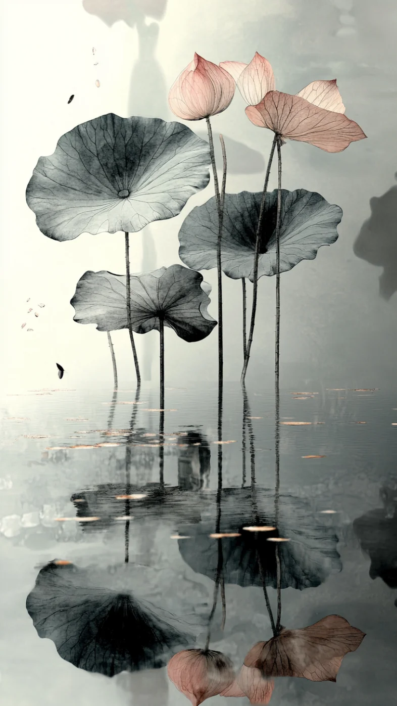 painting lotus pond  flower wallpaper