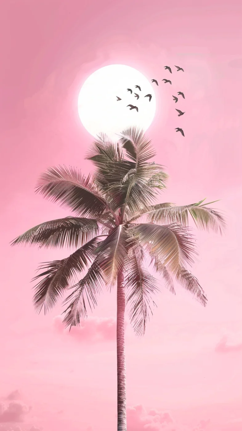 palm tree with moon wallpaper