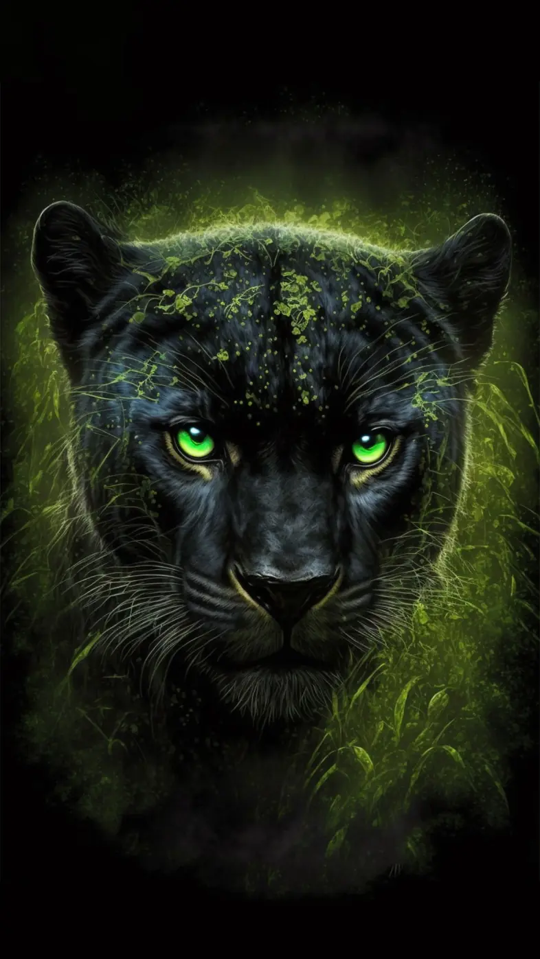 panther black green art wallpaper
