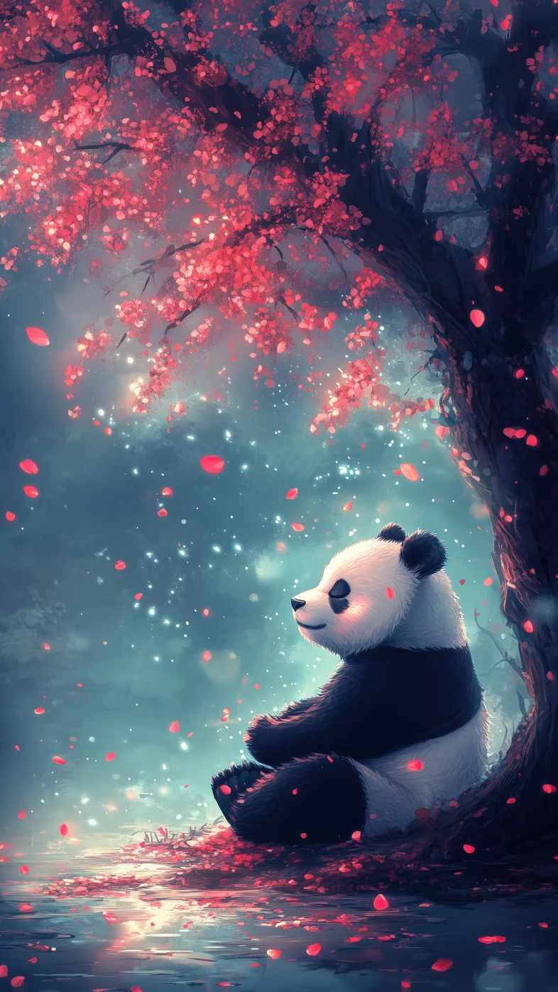peaceful panda sitting wallpaper