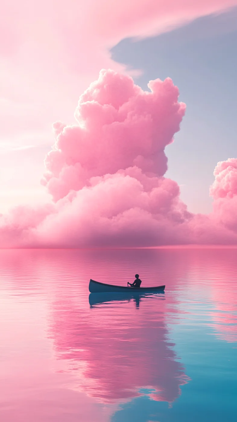 pink clouds and blue waters wallpaper