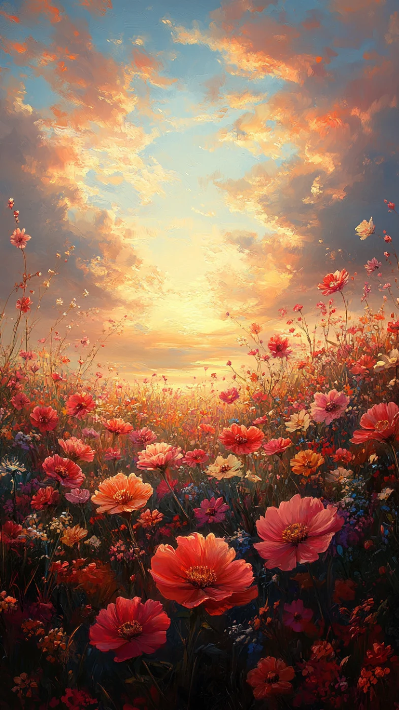 pink flowers painting wallpaper