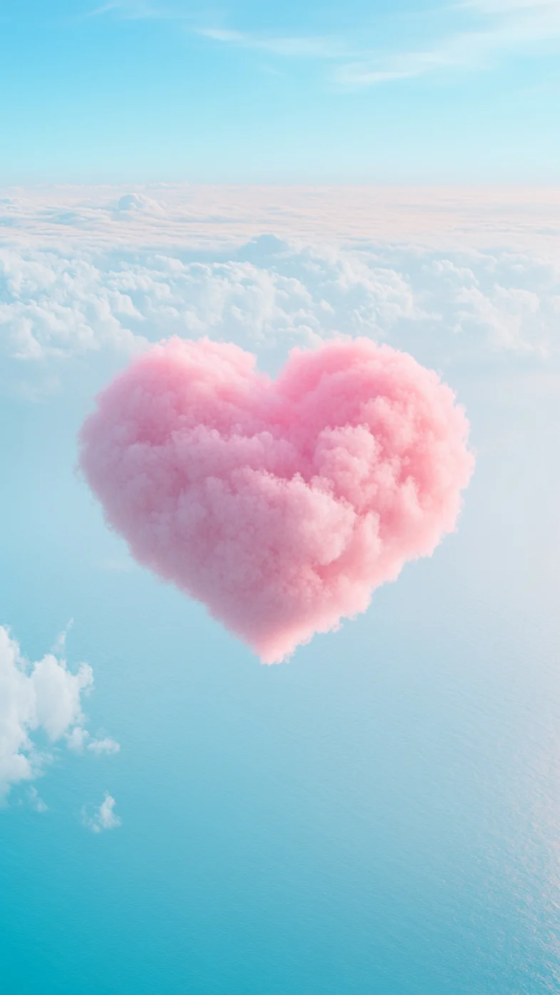 pink heart shaped cloud wallpaper