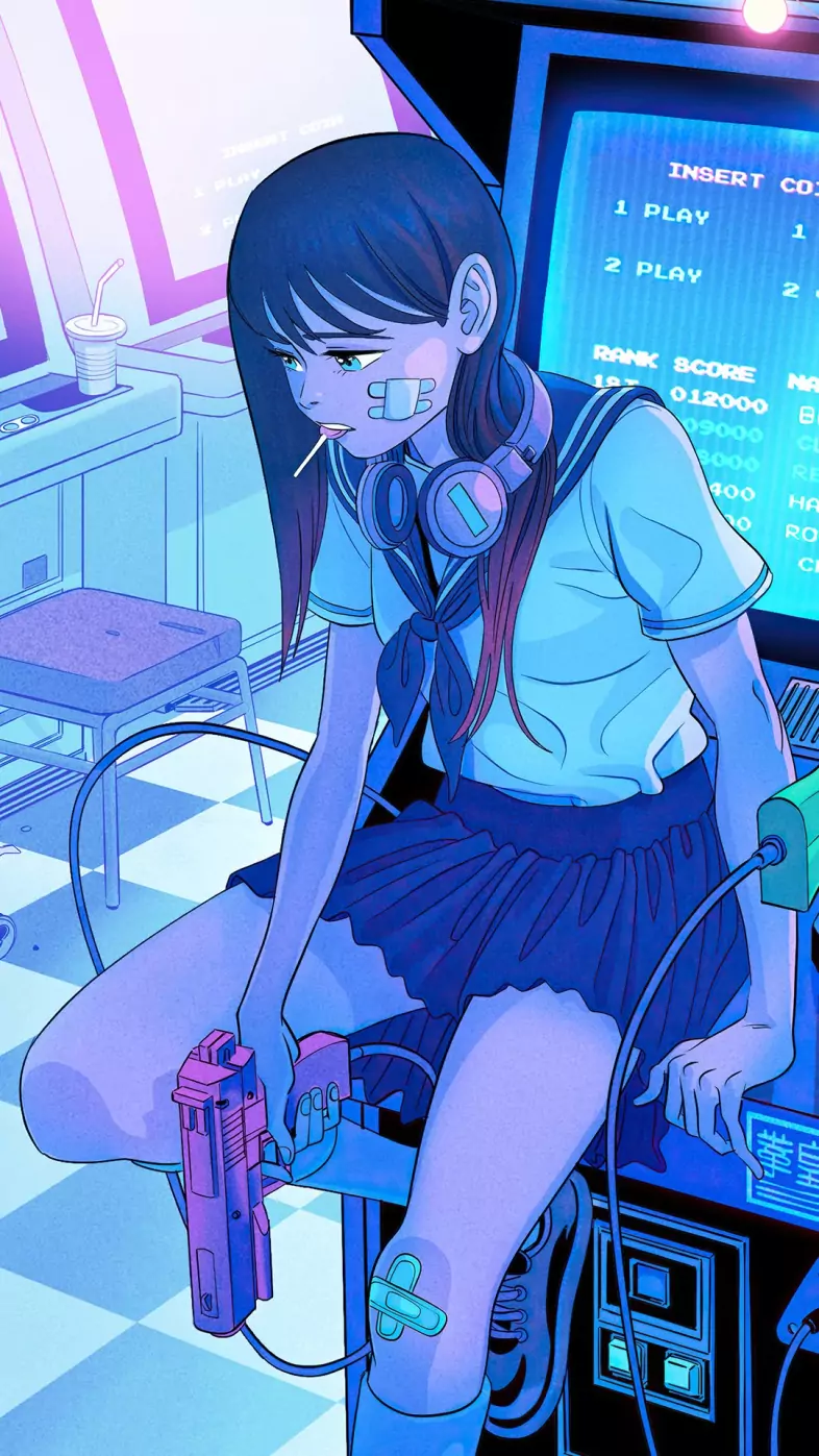 playing again anime girl wallpaper