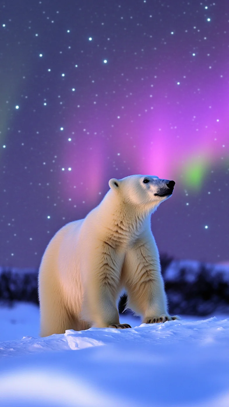 polar bear arctic aurora borealis wallpaper
