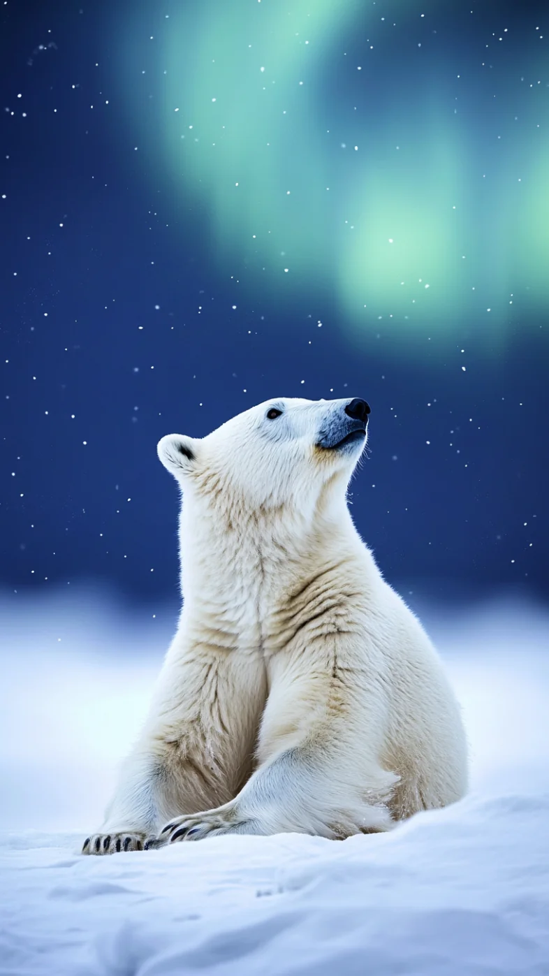 polar bear arctic aurora borealis wallpaper