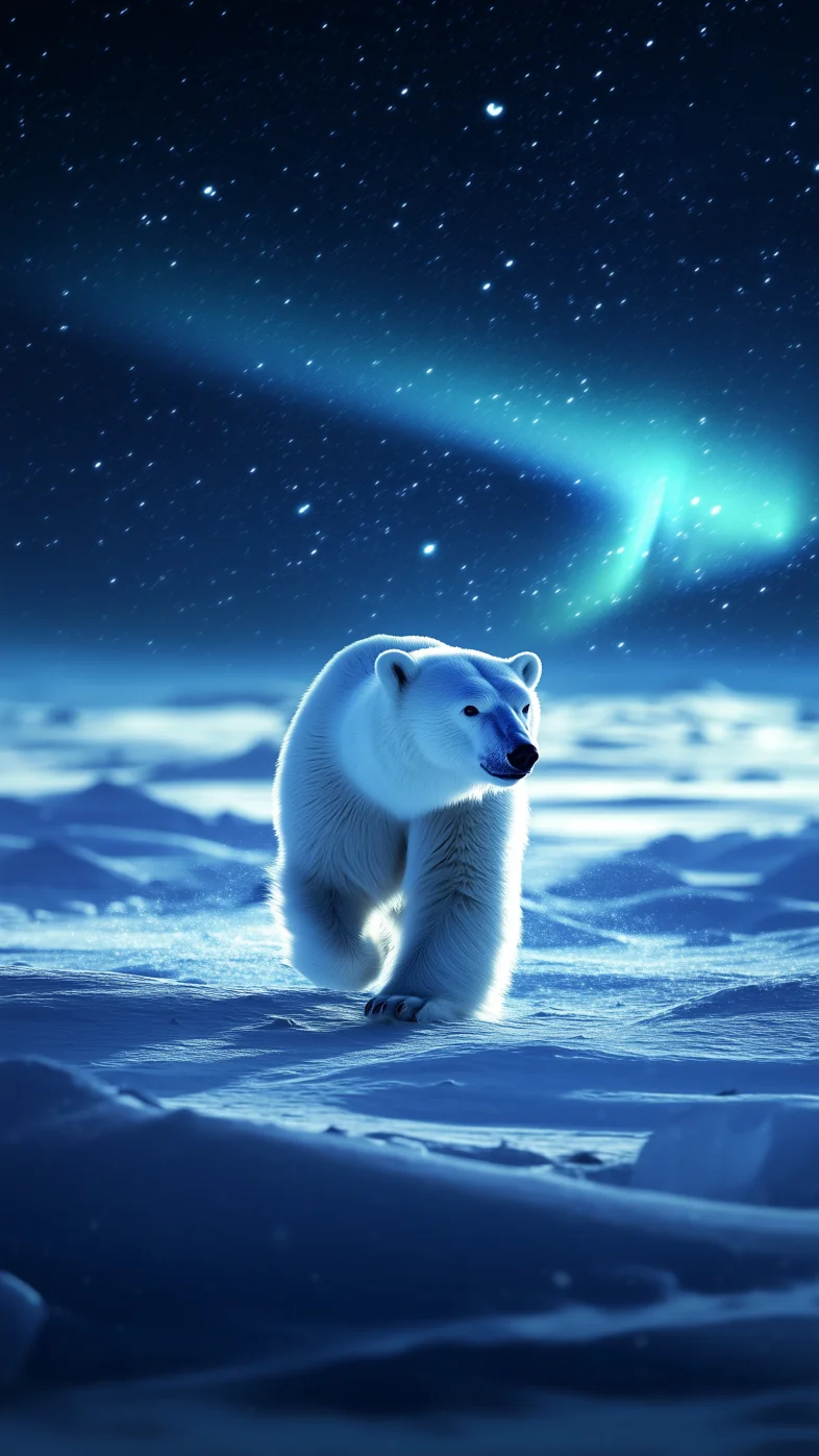 polar bear arctic aurora borealis wallpaper