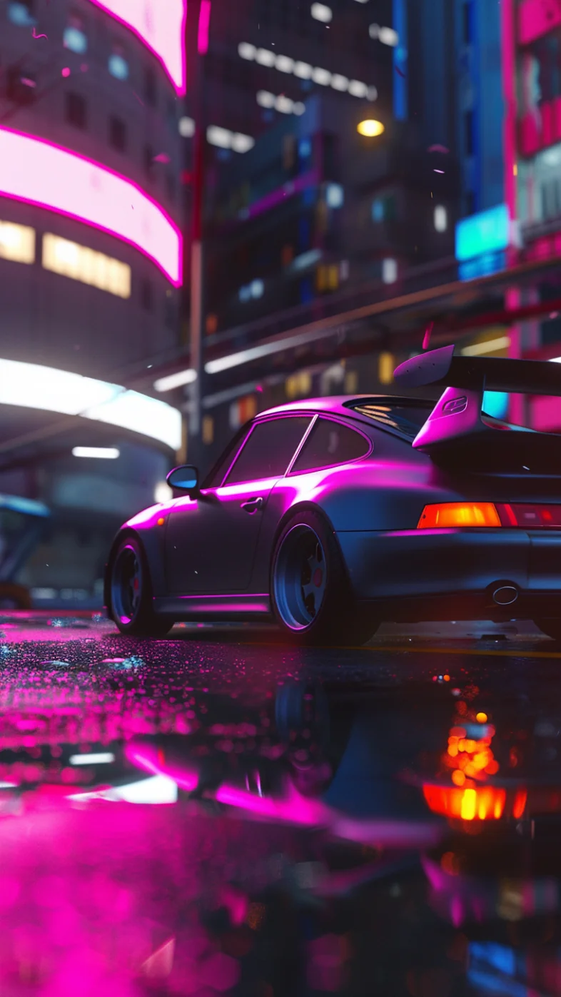 porsche 911 gt3 neon car  wallpaper