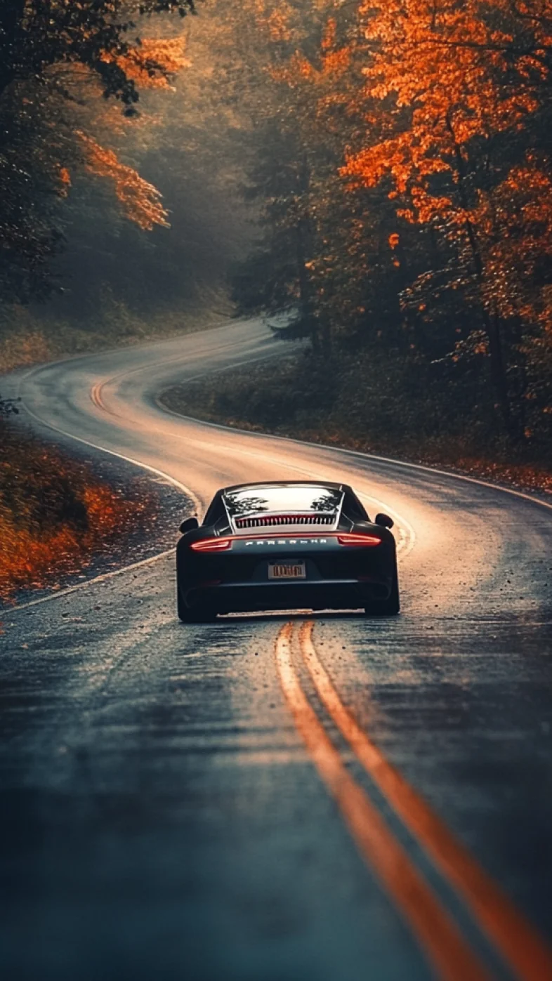 porsche car on road wallpaper