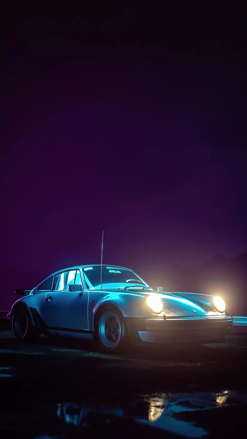 porsche neon magical night wallpaper