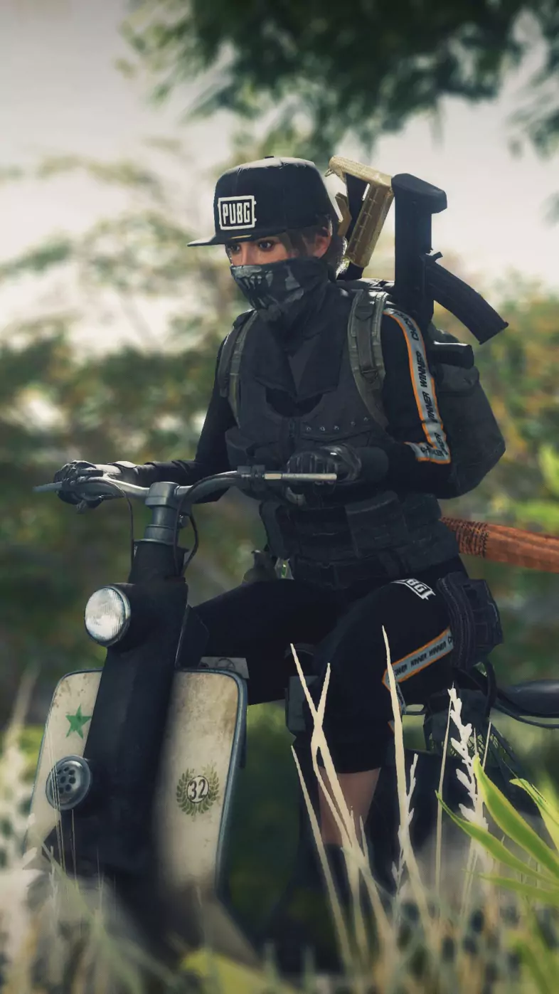 pubg girl on scooter wallpaper