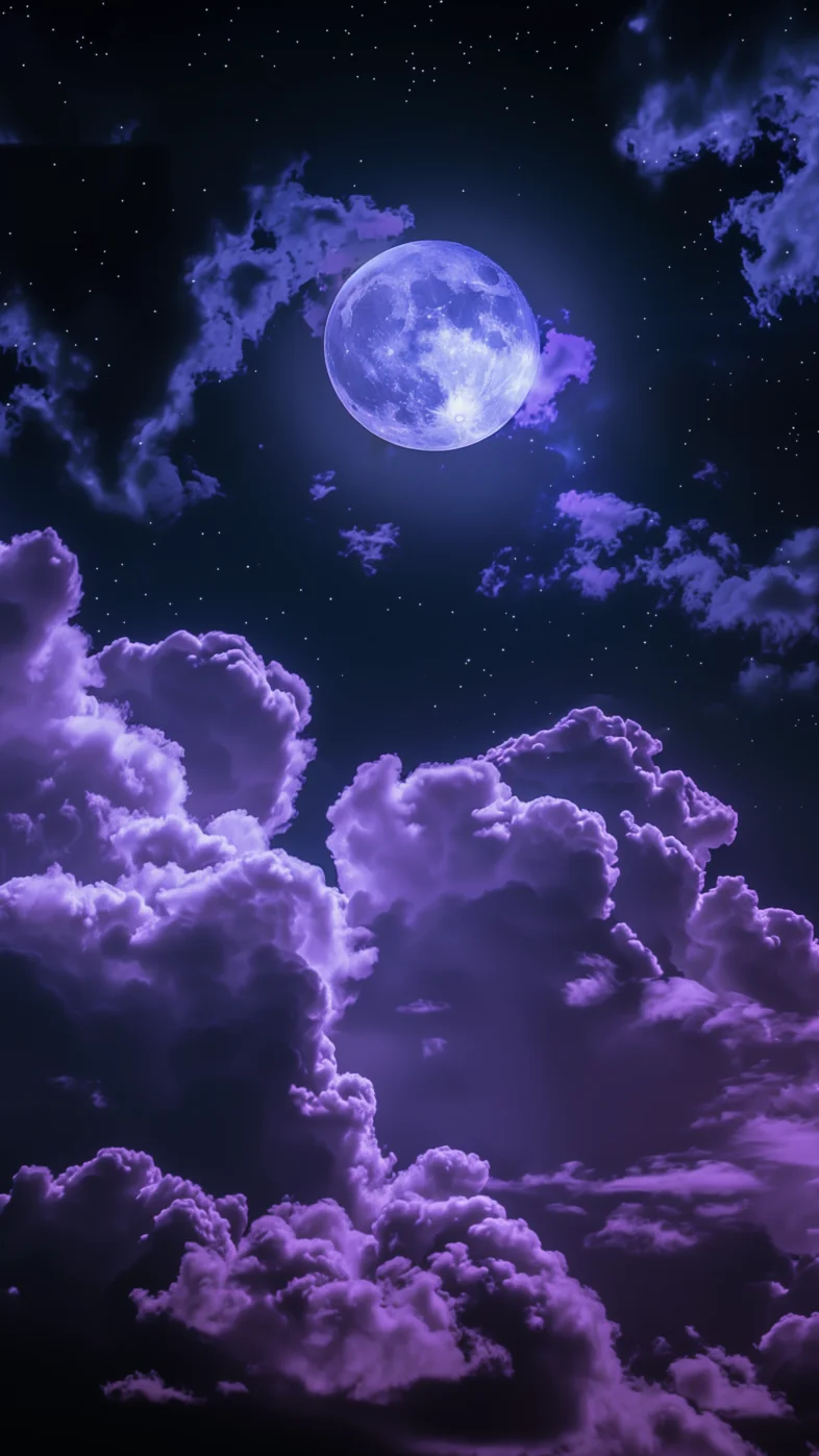 purple cosmic moon stars wallpaper