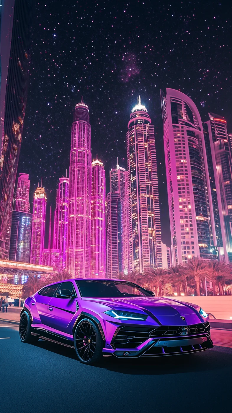 purple lamborghini urus car wallpaper