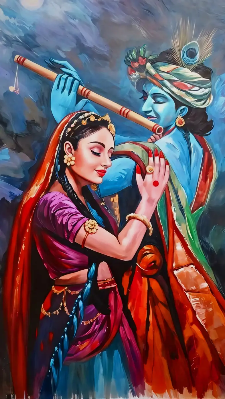 radha krishna art wallpaper