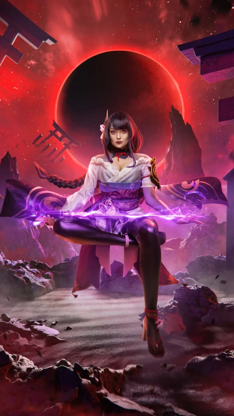 raideni genshinimpact cosplay game wallpaper