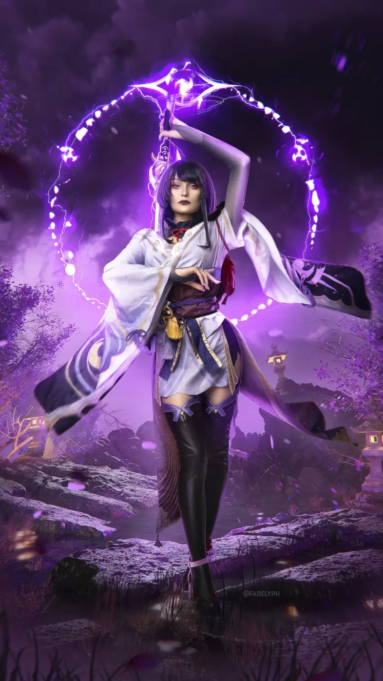 raideni genshinimpact cosplay game wallpaper