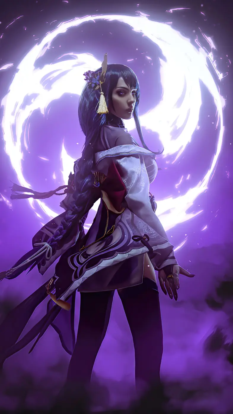 raideni genshinimpact cosplay game wallpaper
