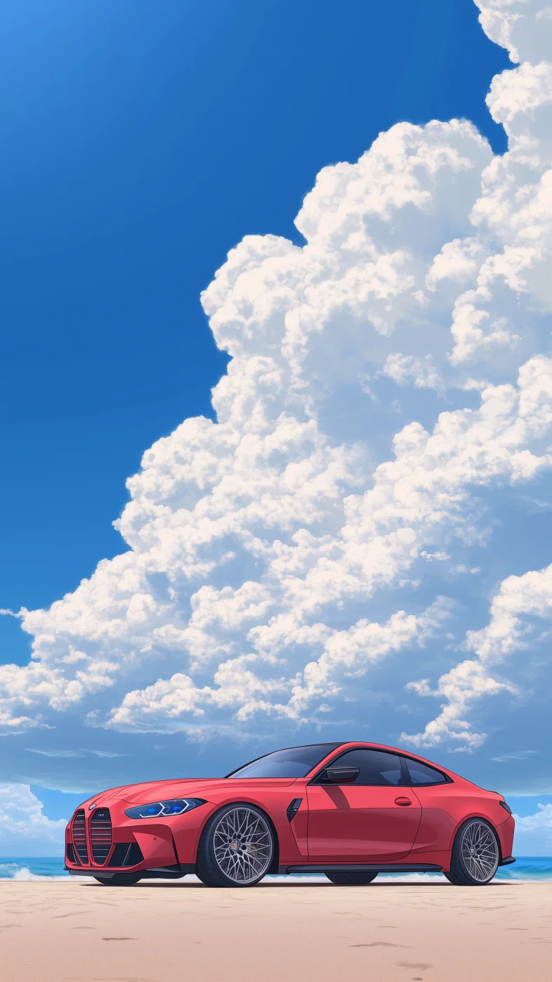 red BMW M4 car wallpaper