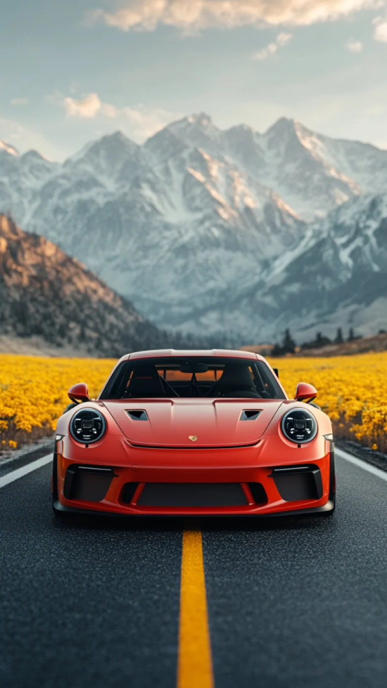 red Porsche gt3 rs car wallpaper