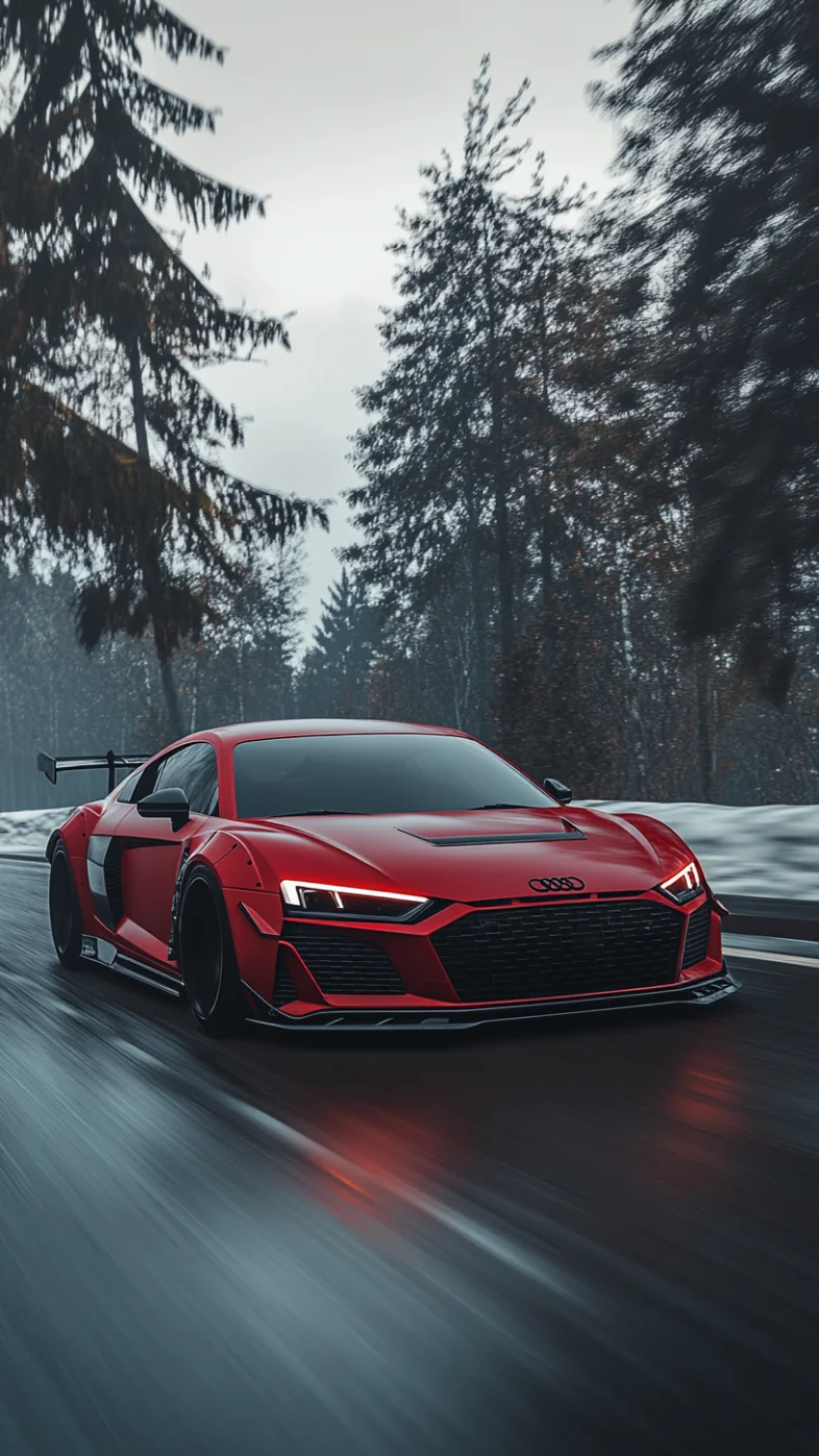 red audi r8 car wallpaper