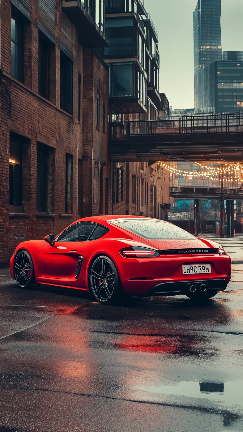 red porsche 718  car wallpaper