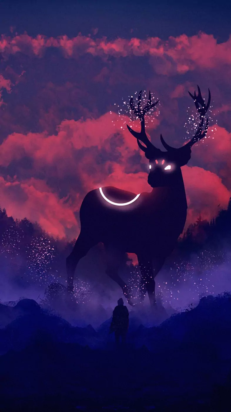 reindeer digital wallpaper