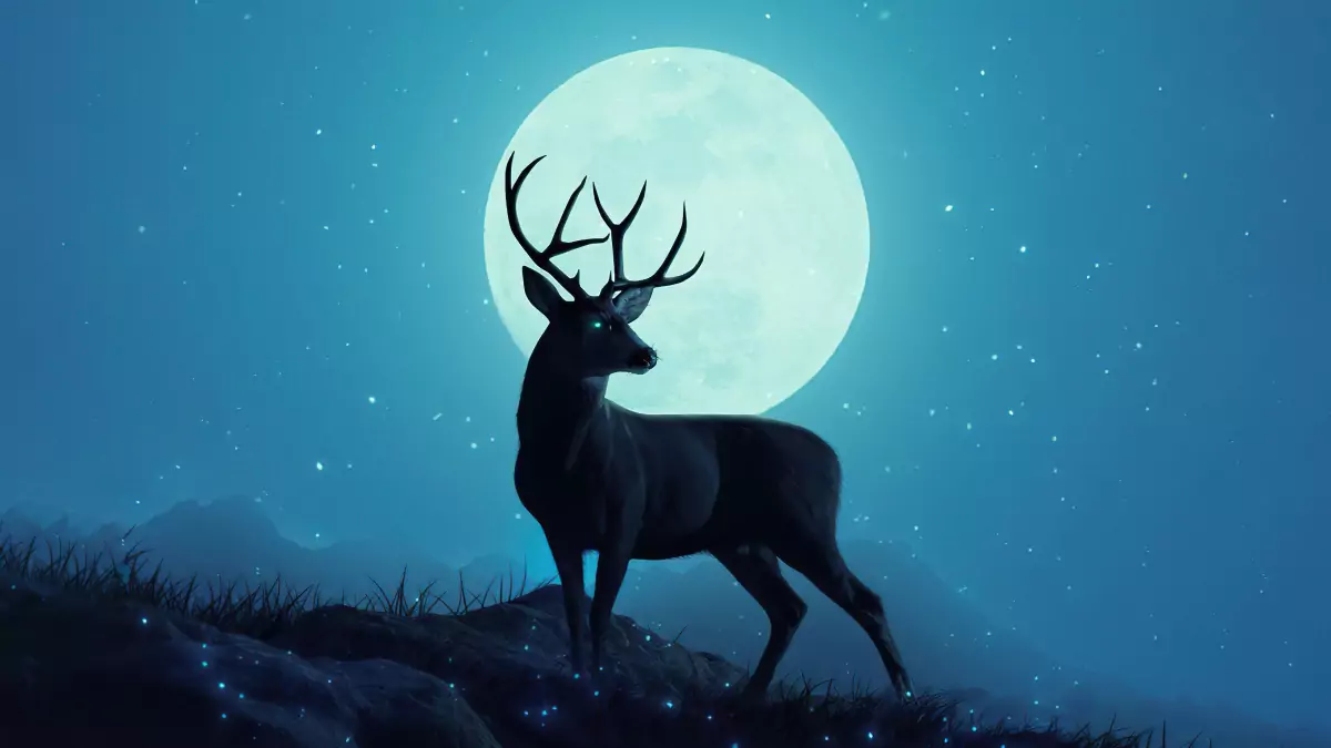 reindeer minimal sky wallpaper