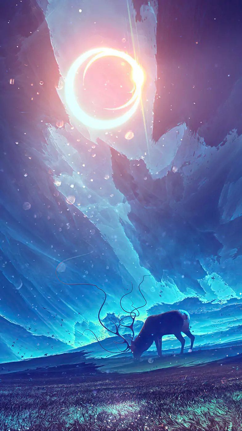 reindeer traveling the galaxy wallpaper