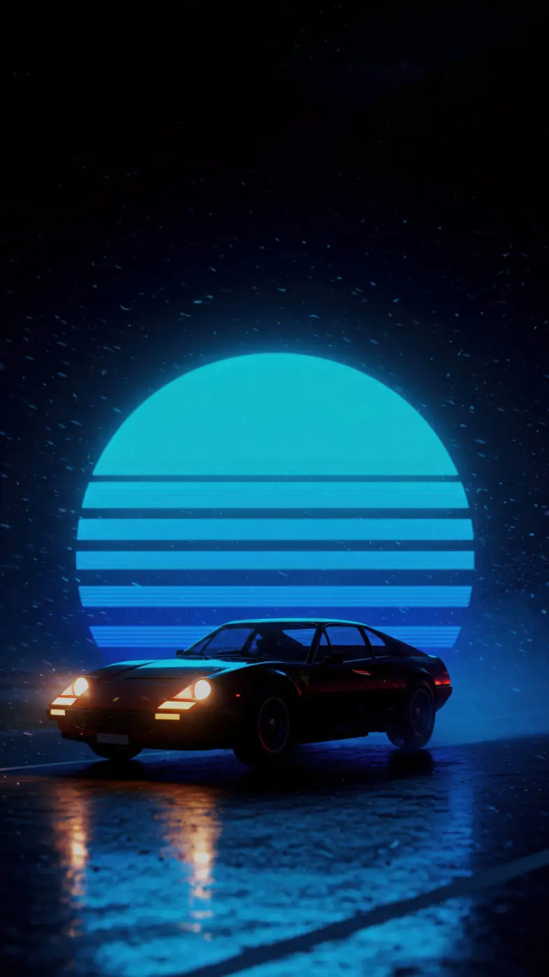 retro ride night drive wallpaper