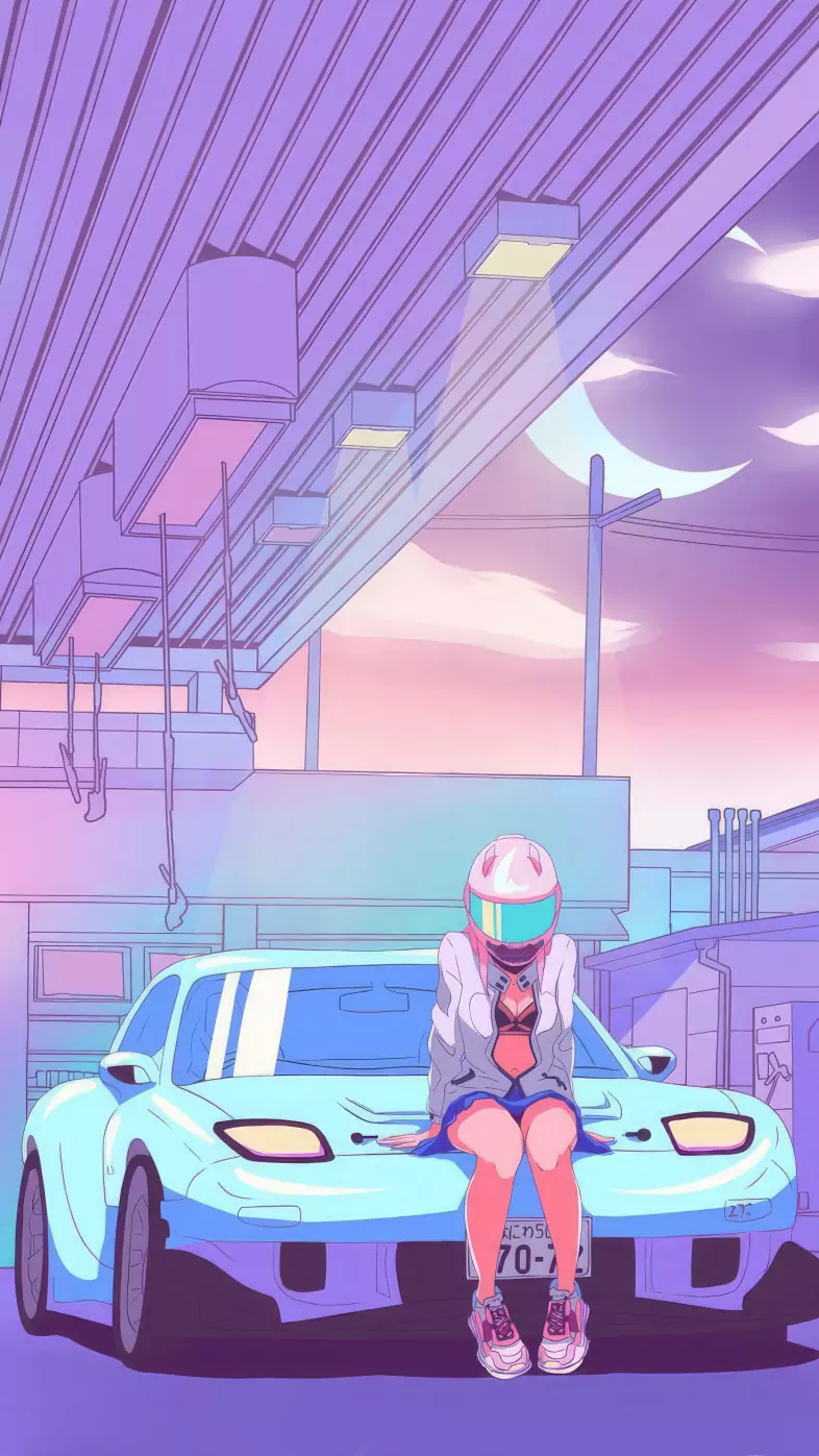 rider girl synthwave wallpaper