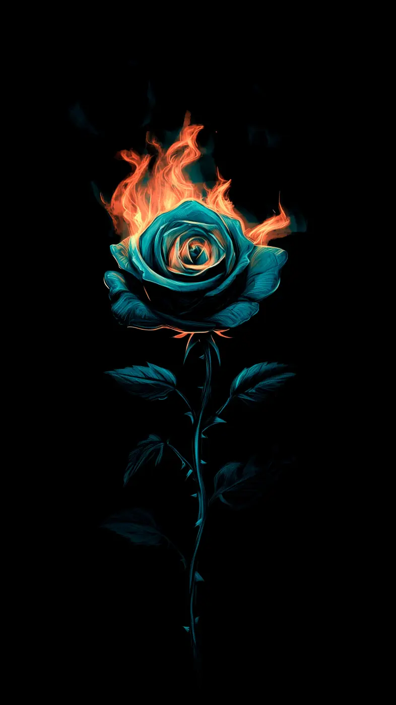 rose flower fire abstraction wallpaper