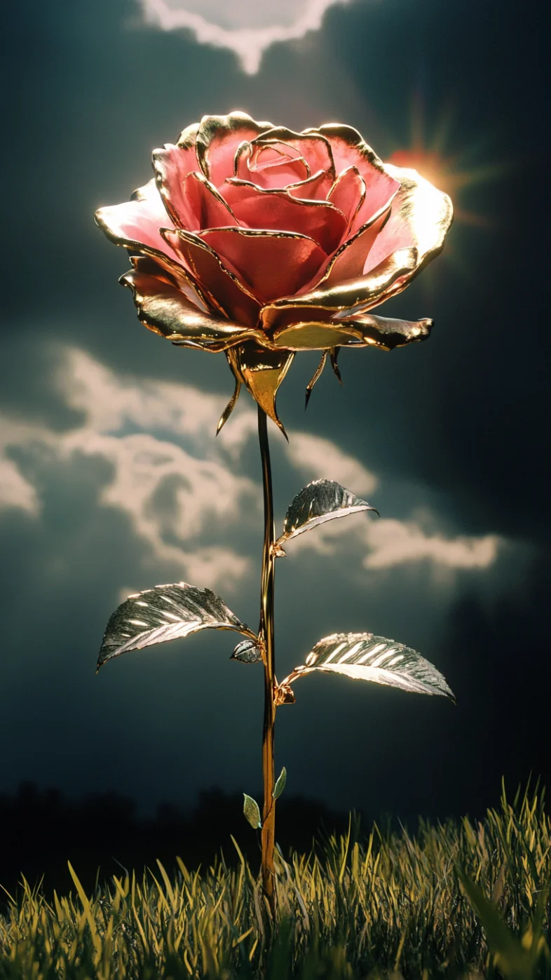 rose made of gold metal  wallpaper