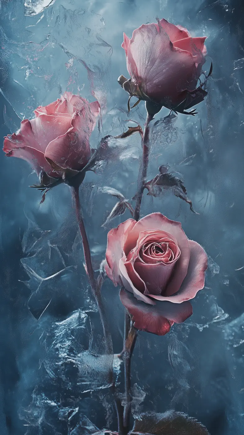 roses ice frost flowers wallpaper