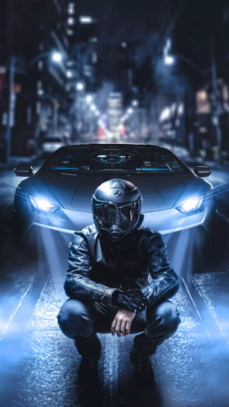 scifi biker lamborghini wallpaper