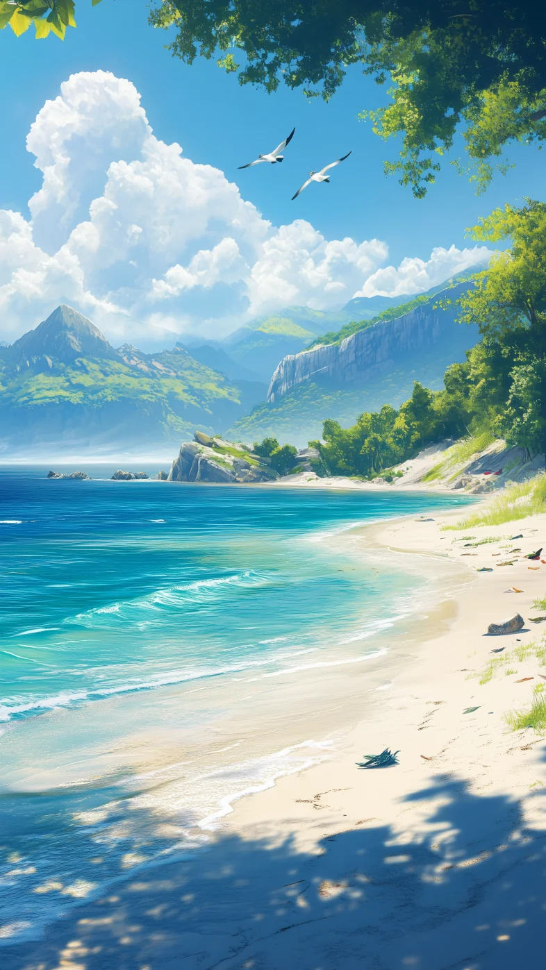 sea coast mountains views wallpaper