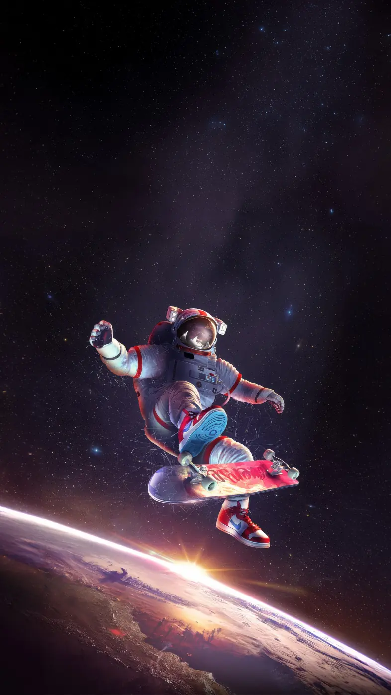 skating the cosmos astronaut wallpaper