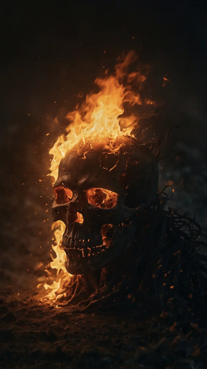 skull fire flame  wallpaper