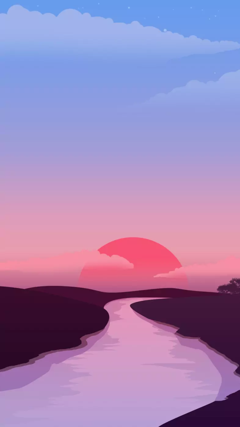 small lake red sunset wallpaper