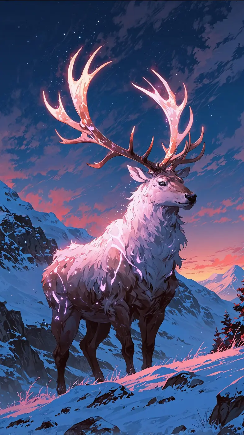 snow deer horns wallpaper