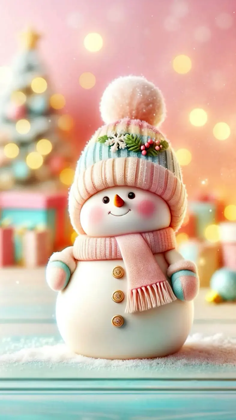 snowman hat scarf pink wallpaper