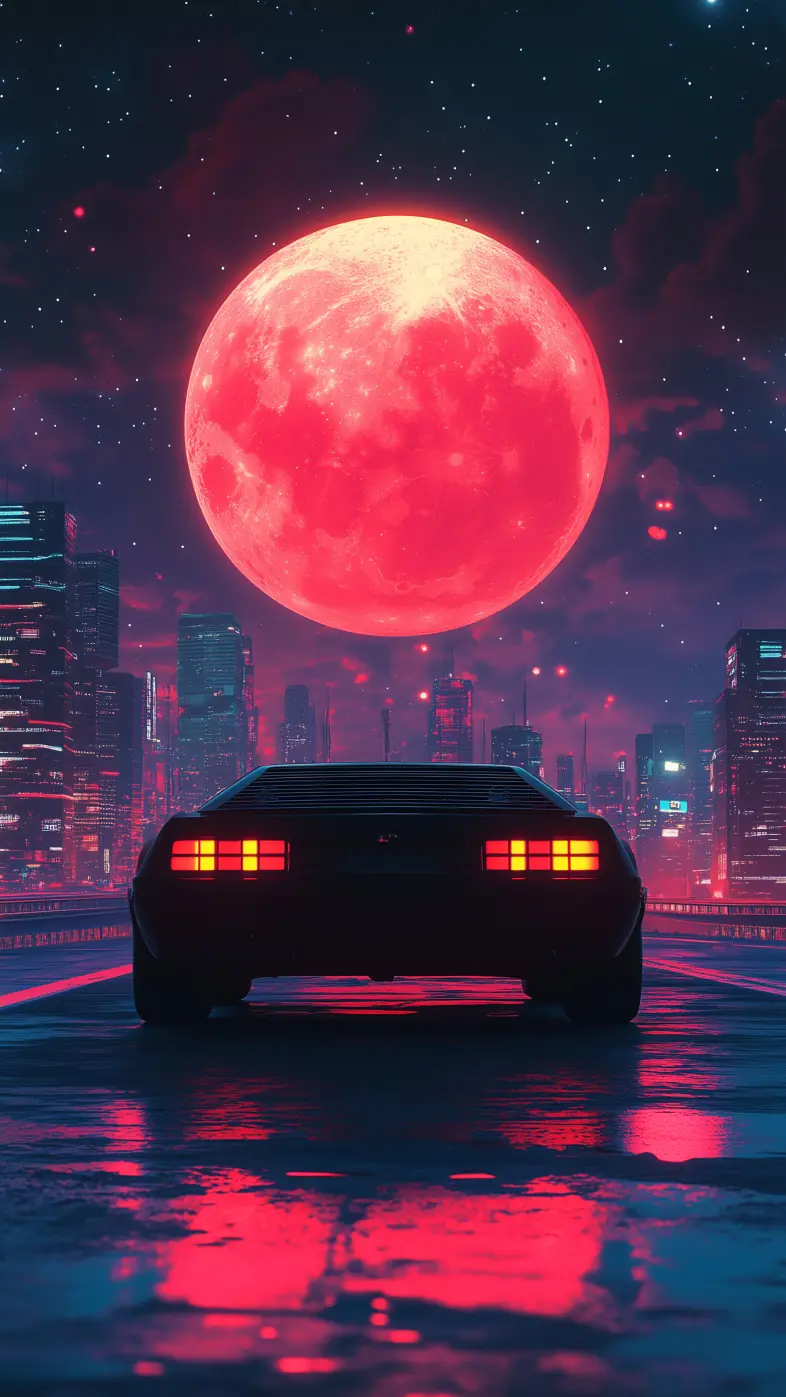  sports car vehicle moon night  wallpaper