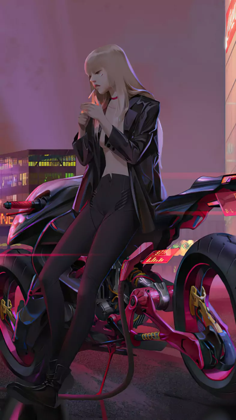 stylish bike girl wallpaper