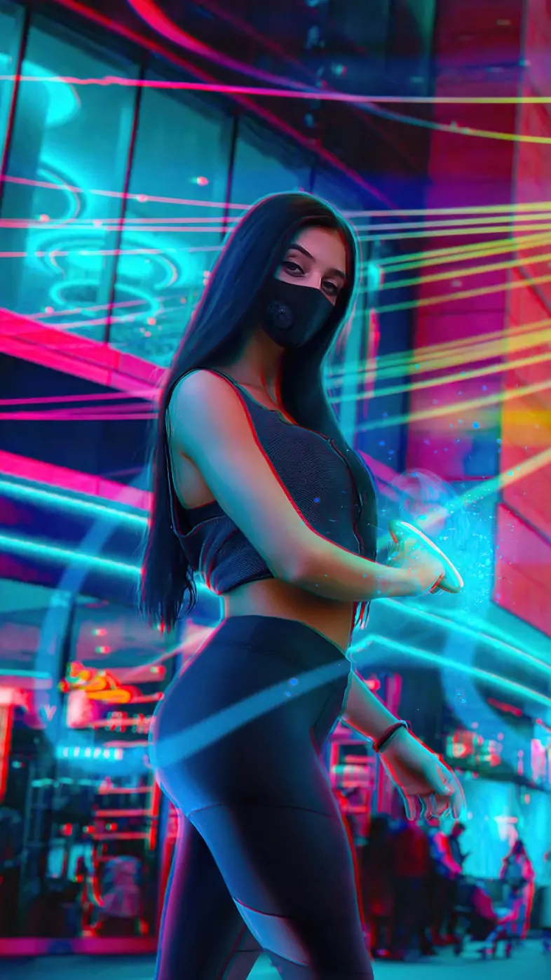 stylish mask girl wallpaper