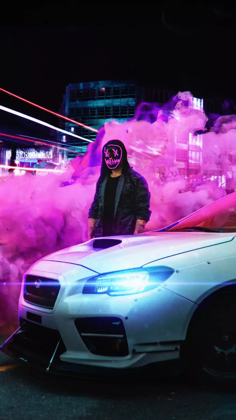 stylish mask man smoke wallpaper