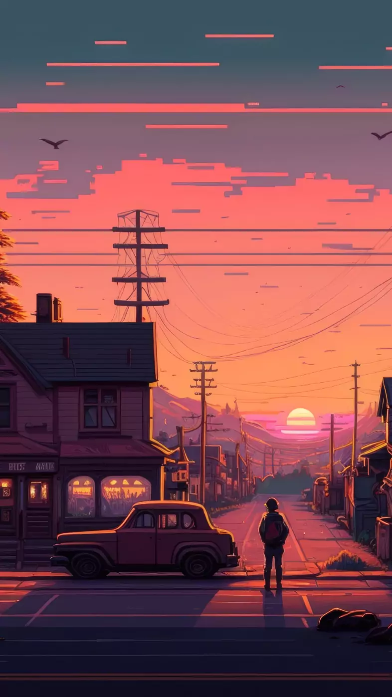 sunset paints the boulevard  wallpaper